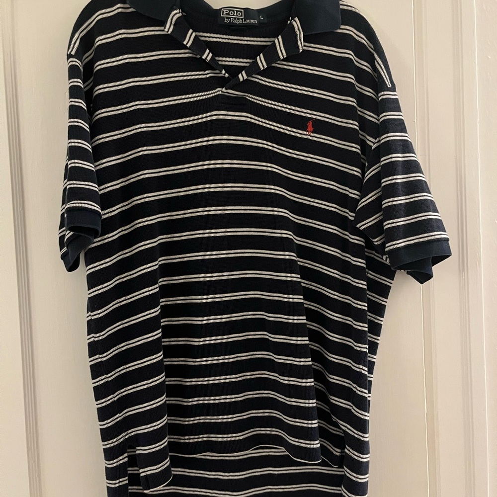 Polo by Ralph Lauren Men's Black and White Striped Polo